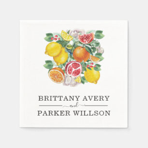 Citrus Botanical Wedding Watercolor Napkin