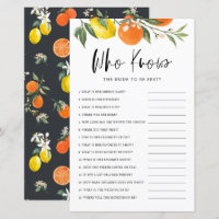 Citrus Botanical Who Knows the Bride Best Game
