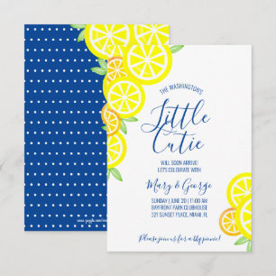 CITRUS boy or girl BABY SHOWER blue lemon Invitation