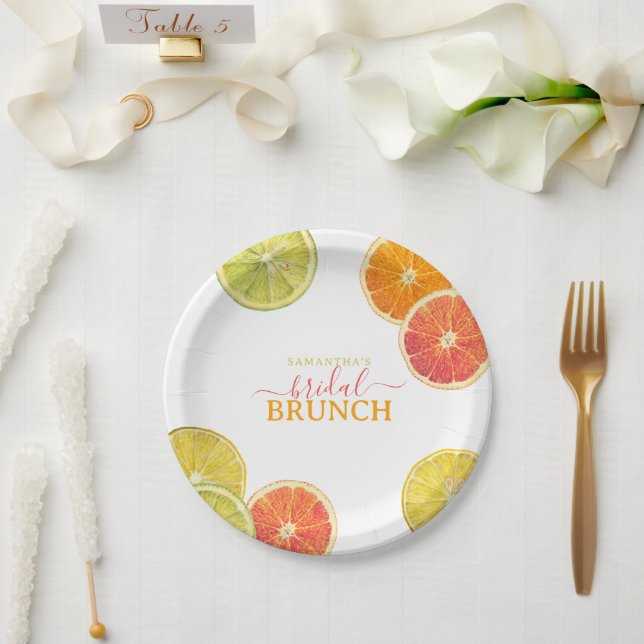 Citrus Bridal Brunch Lemon Orange Bridal Shower Paper Plate (Wedding)