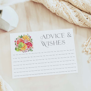 Citrus Bridal Shower Advice and Wishes Card