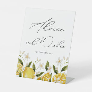 Citrus Bridal Shower Advoce & Wishes  Pedestal Sign