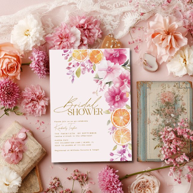 Citrus Bridal Shower Bright Floral Mediterranean Invitation (Creator Uploaded)