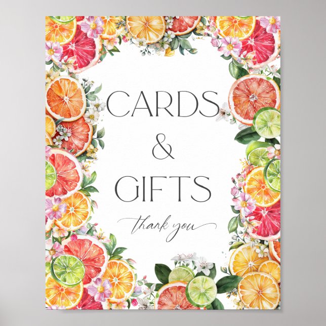 Citrus Bridal Shower Cards And Gifts Poster (Front)