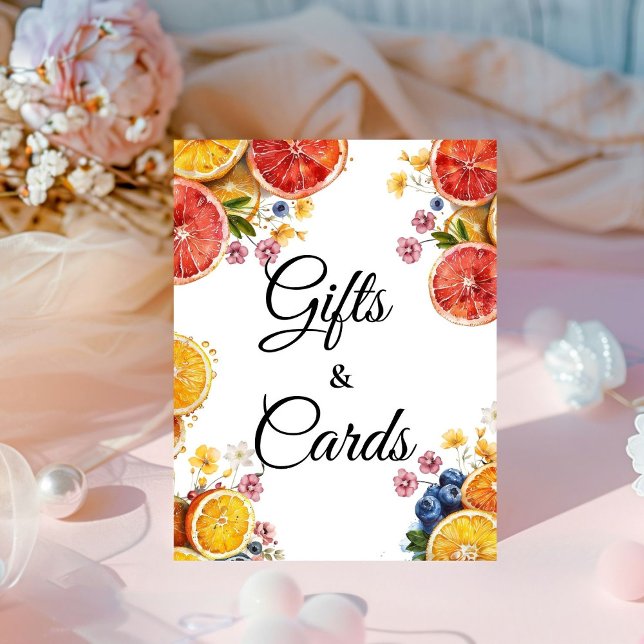 Citrus Bridal Shower Gifts & Cards Pedestal Sign (Creator Uploaded)