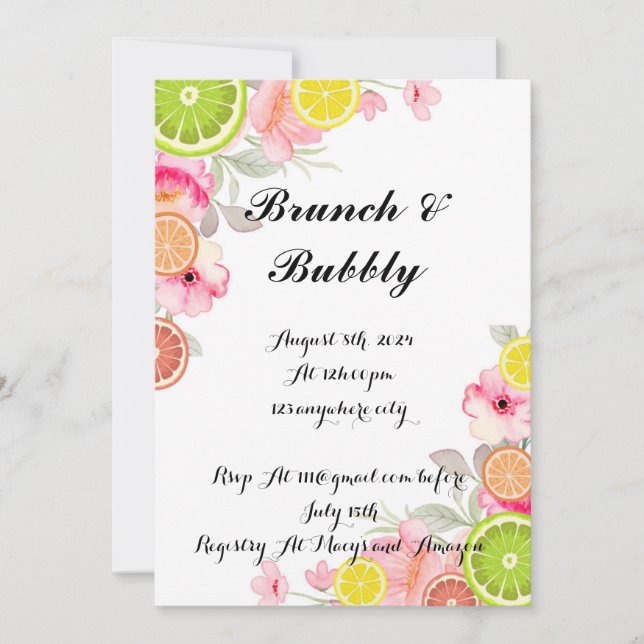 CITRUS BRIDAL SHOWER INVITATION (Front)