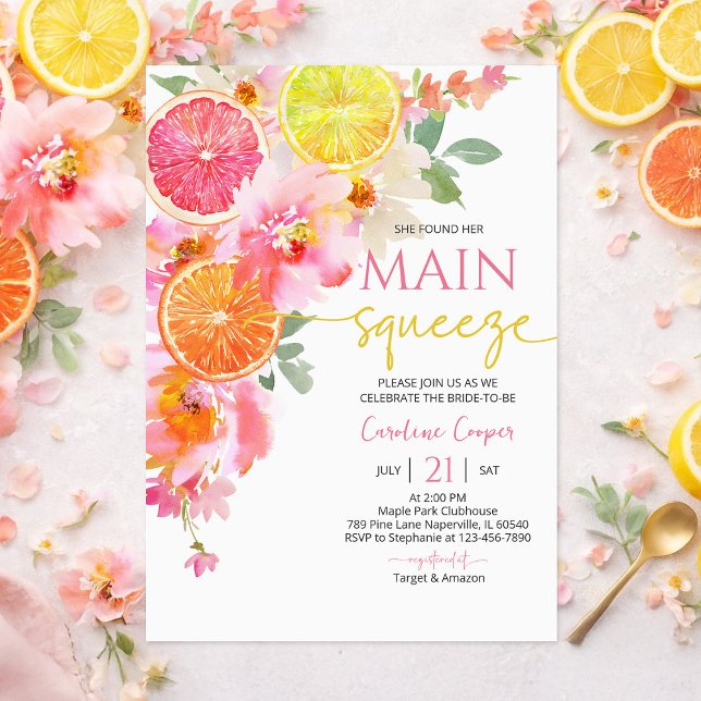 Citrus Bridal Shower Invitation, Floral Lemon Invitation (Creator Uploaded)