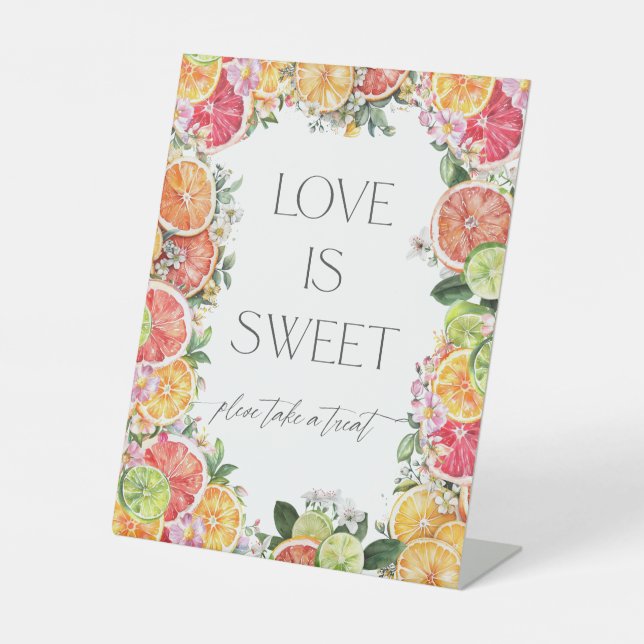 Citrus Bridal Shower  Love Is Sweet Pedestal Sign (Front)