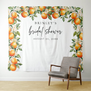 Citrus Bridal Shower Photo Backdrop Orange Blossom Tapestry