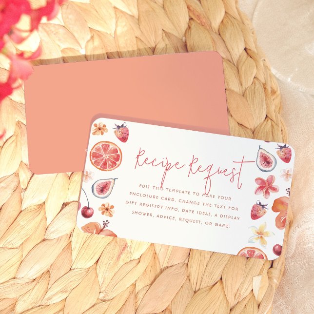 Citrus Bridal Shower Recipe Request Enclosure Card (Creator Uploaded)