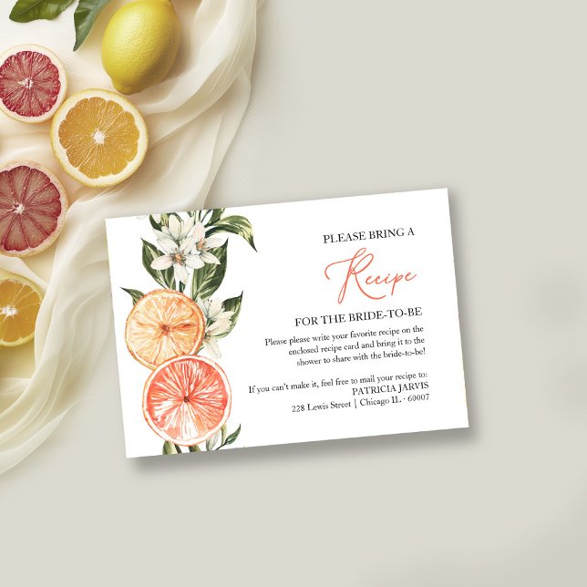 Citrus Bridal Shower Recipe Request Invitation (Creator Uploaded)