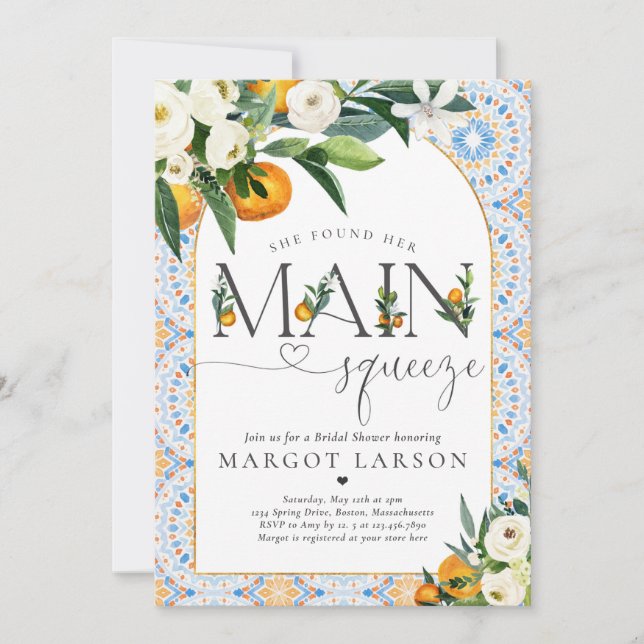 Citrus Bridal Shower She Found Her Main Squeeze Invitation (Front)