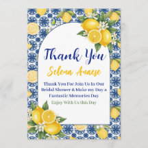 Citrus Bridal Shower Thank You Card