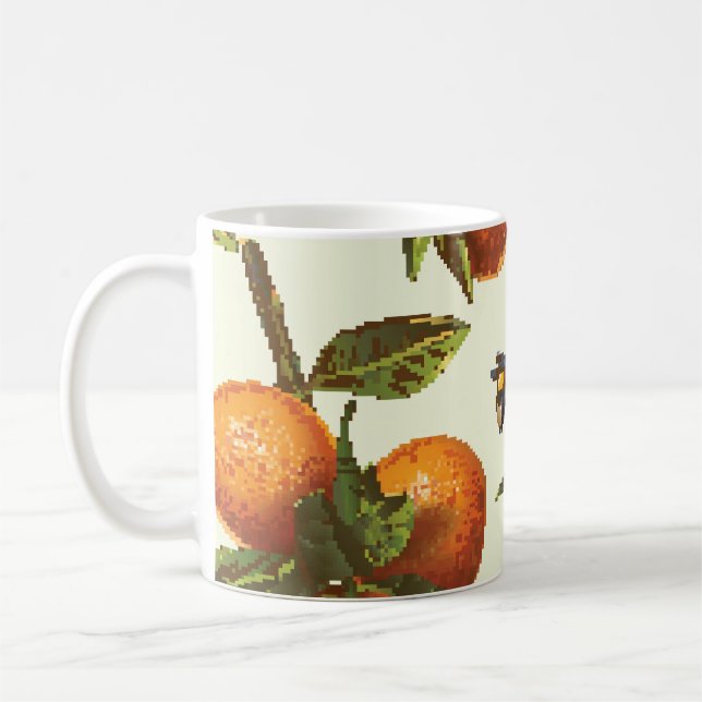Citrus & Bumblebee: Vintage Seamless Coffee Mug (Left)