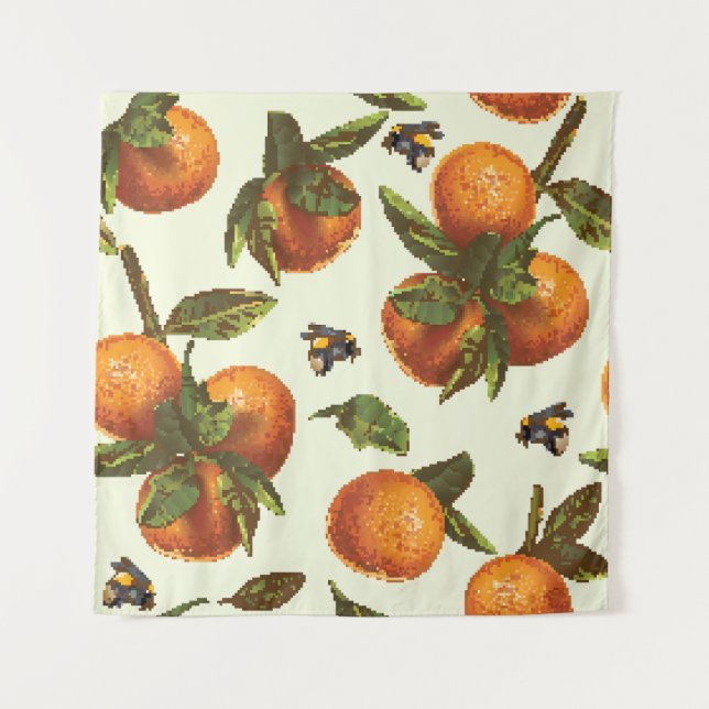Citrus & Bumblebee: Vintage Seamless Tapestry (Front)