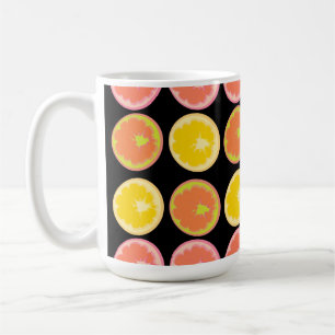 Citrus Candy Lemon Pattern Black Kitchen Coffee Mug