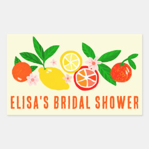 Citrus Celebration Bright Custom BRIDAL SHOWER  Rectangular Sticker