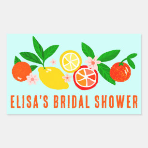Citrus Celebration Bright Custom BRIDAL SHOWER  Rectangular Sticker