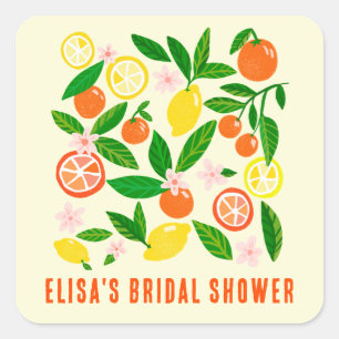 Citrus Celebration Bright Custom BRIDAL SHOWER  Square Sticker