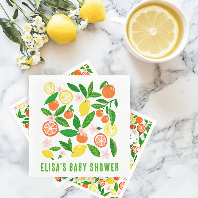 Citrus Celebration Custom BABY SHOWER Lemon Orange Napkin (Citrus Celebration Lemons Oranges BABY SHOWER CUSTOM Napkins
)