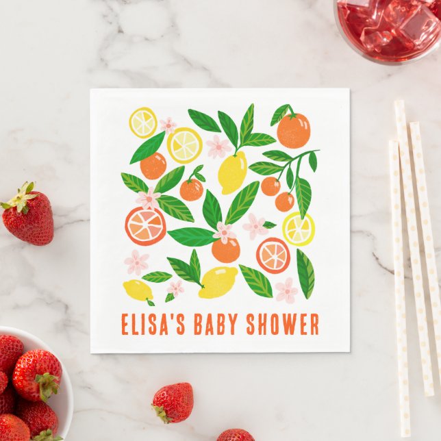 Citrus Celebration Custom BABY SHOWER Thank You Napkin (Insitu)