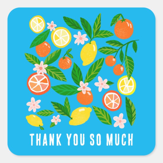 Citrus Celebration Custom BABY SHOWER Thank You Square Sticker (Front)
