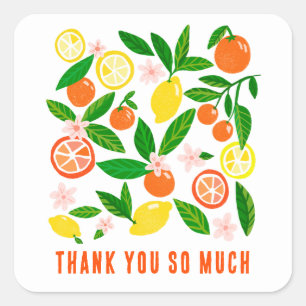 Citrus Celebration Custom BABY SHOWER Thank You Square Sticker