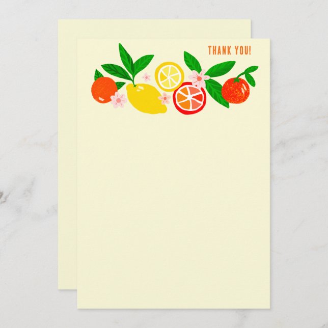 Citrus Celebration Custom Colorful Blank Note Thank You Card (Front/Back)