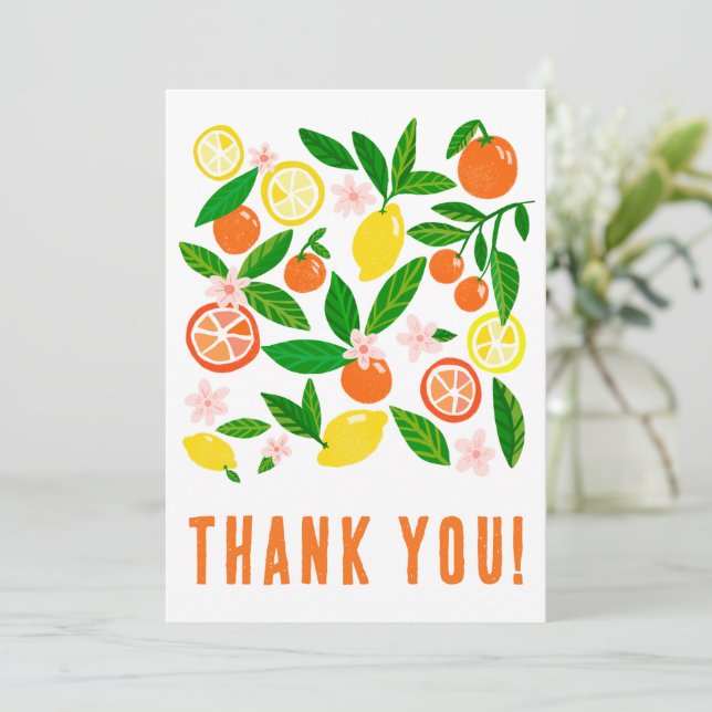Citrus Celebration Custom Colourful Flat  Thank You Card (Standing Front)