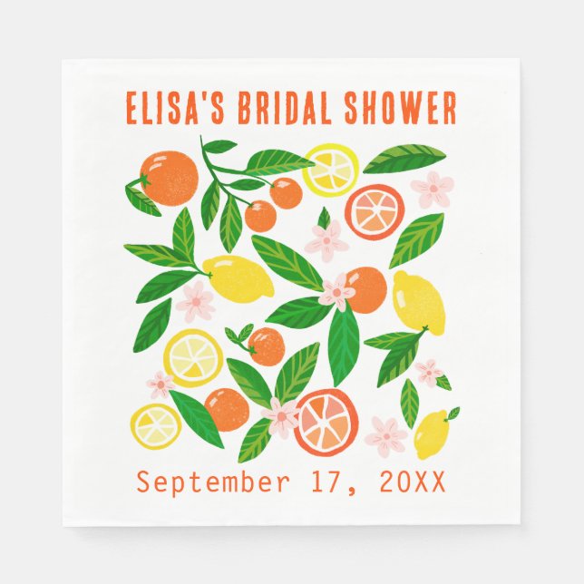 Citrus Celebration Custom Name BRIDAL SHOWER Napkin (Front)
