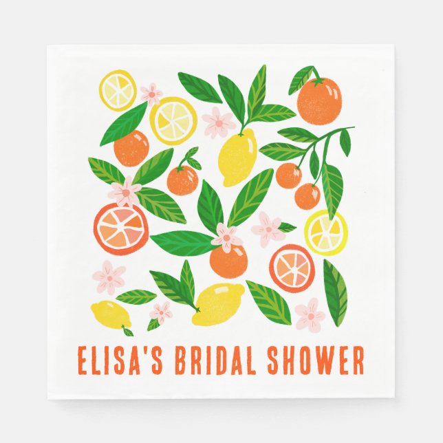 Citrus Celebration Custom Name BRIDAL SHOWER Napkin (Front)