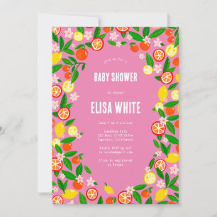 Citrus Celebration CUSTOM QR Code BABY SHOWER Invitation