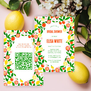 Citrus Celebration CUSTOM QR Summer BRIDAL SHOWER Invitation
