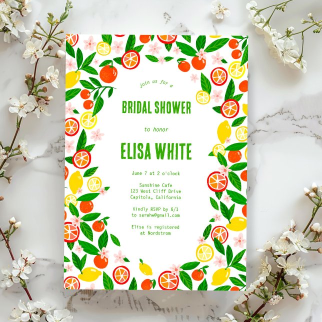 Citrus Celebration CUSTOM Summer BRIDAL SHOWER Invitation (Citrus Celebration CUSTOM Summer BRIDAL SHOWER Invitation
Oranges Lemons Colorful Italy Med Yellow)
