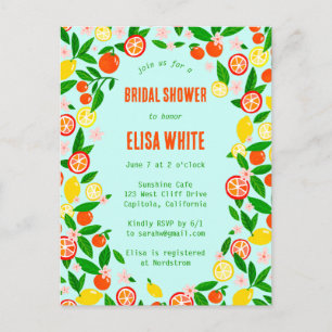 Citrus Celebration CUSTOM Summer BRIDAL SHOWER Invitation Postcard