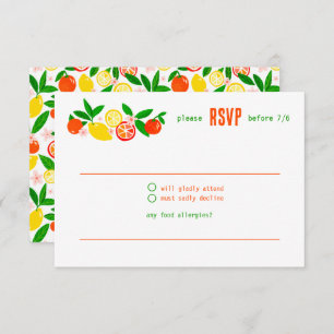 Citrus Celebration CUSTOM Summer BRIDAL SHOWER RSVP Card