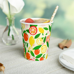 Citrus Celebration Lemons Oranges Bridal Shower Paper Cups