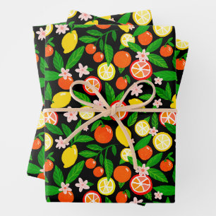 Citrus Celebration Lovely Lemons Awesome Oranges Wrapping Paper Sheet