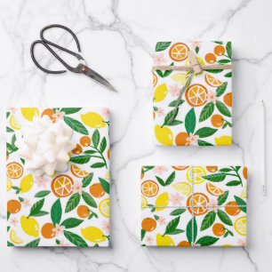Citrus Celebration Lovely Lemons Awesome Oranges  Wrapping Paper Sheet