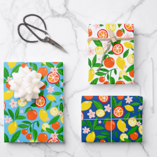 Citrus Celebration Lovely Lemons Awesome Oranges  Wrapping Paper Sheet