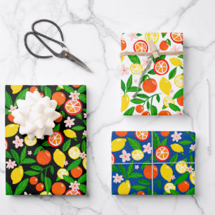 Citrus Celebration Lovely Lemons Awesome Oranges Wrapping Paper Sheet