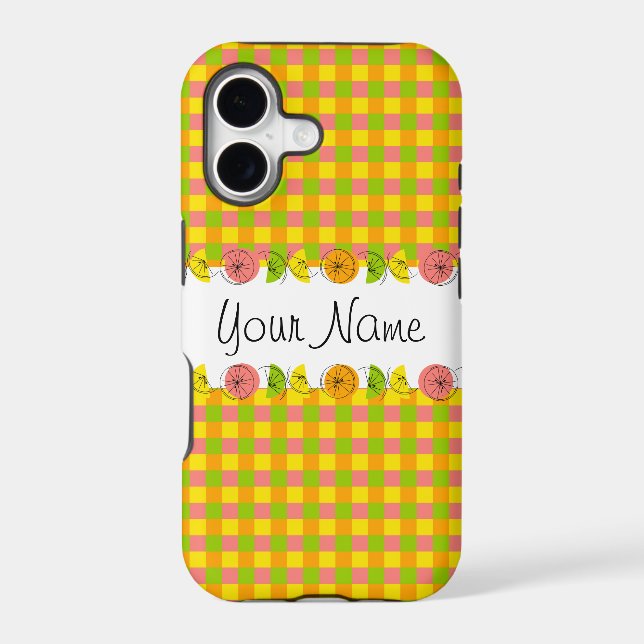 Citrus Check Name iPhone case (Back)