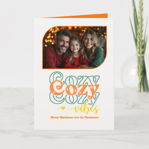 Citrus Cheer Cosy Vibes Retro Christmas Photo Holiday Card