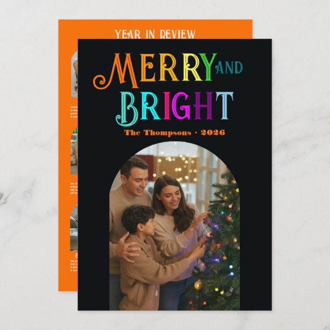 Citrus Cheer "Year in Review" Photos Christmas Holiday Card (Front/Back)