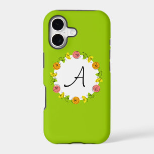 Citrus Circle Green Monogram iPhone case