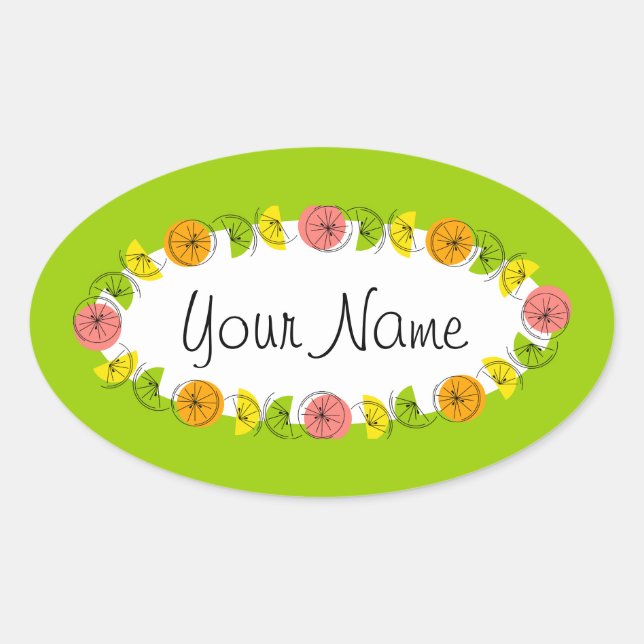 Citrus Circle Green Name sticker round (Front)