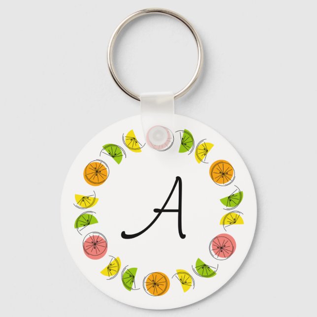Citrus Circle Monogram aluminium double-sided Key Ring (Front)