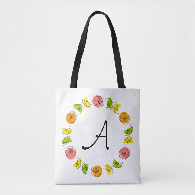 Citrus Circle Monogram green back all over tote Bag (Front)
