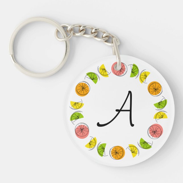 Citrus Circle  Monogram keychain double-sided (Front)