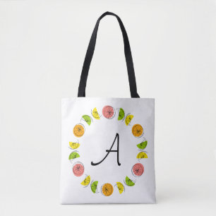 Citrus Circle Monogram pink back all over tote Bag
